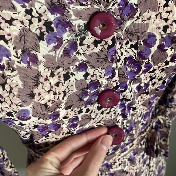 Vintage 1940’s Rayon Jersey Purple Raspberry Print Long Sleeve Dress - Picture 10 of 16